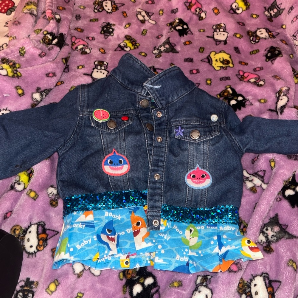 Custom 4T baby shark Jean jacket